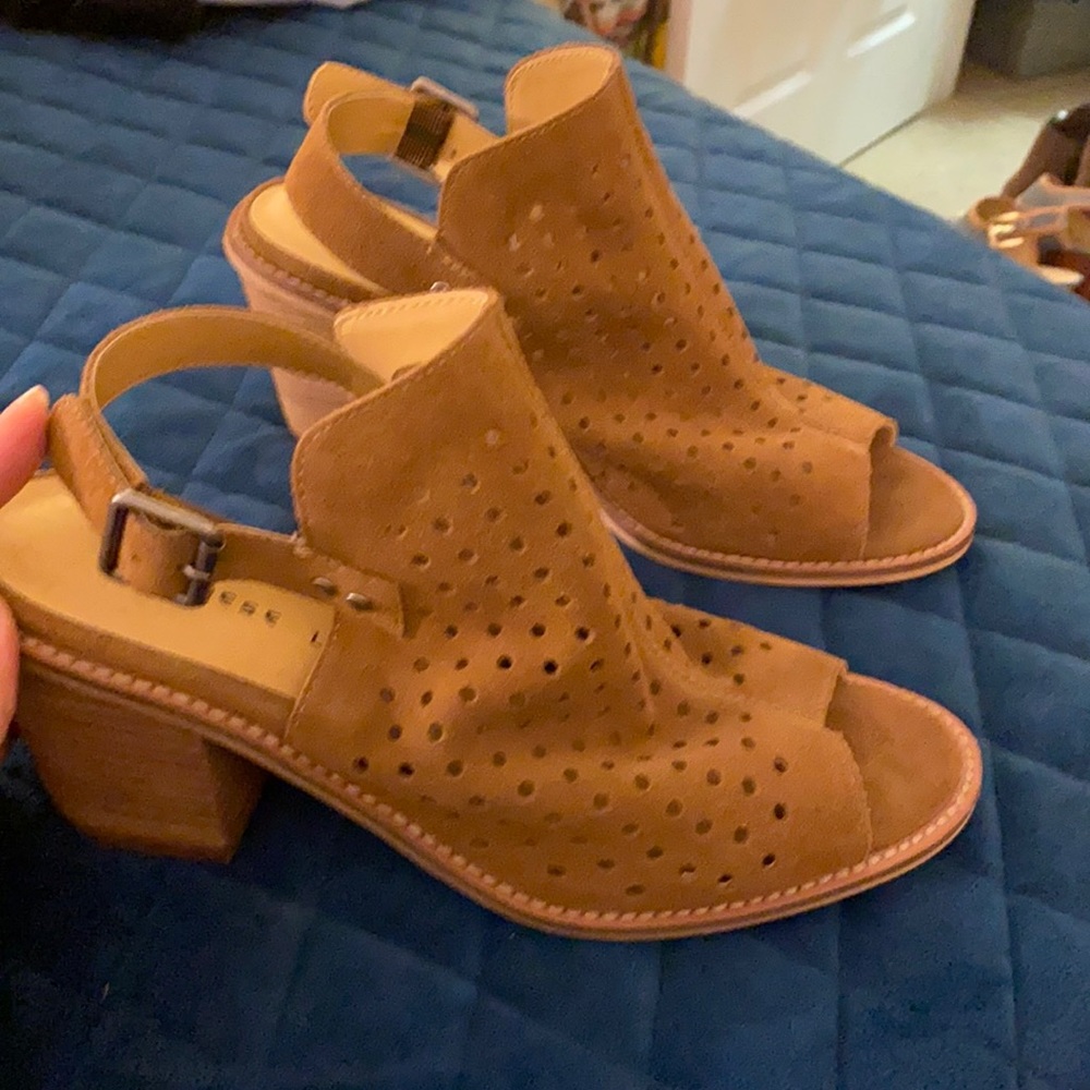 Open toe Bootie, Brown Suede